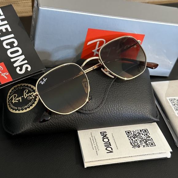 LIKE NEW Ray-Ban Hexagonal RB3548 Gradient Brown Ray ban Sunglasses - Picture 12 of 16